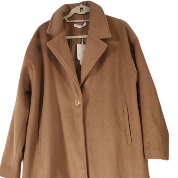 NWT Commense Oversized Lapel Wool Overcoat, Tan, Size M - Picture 3 of 6